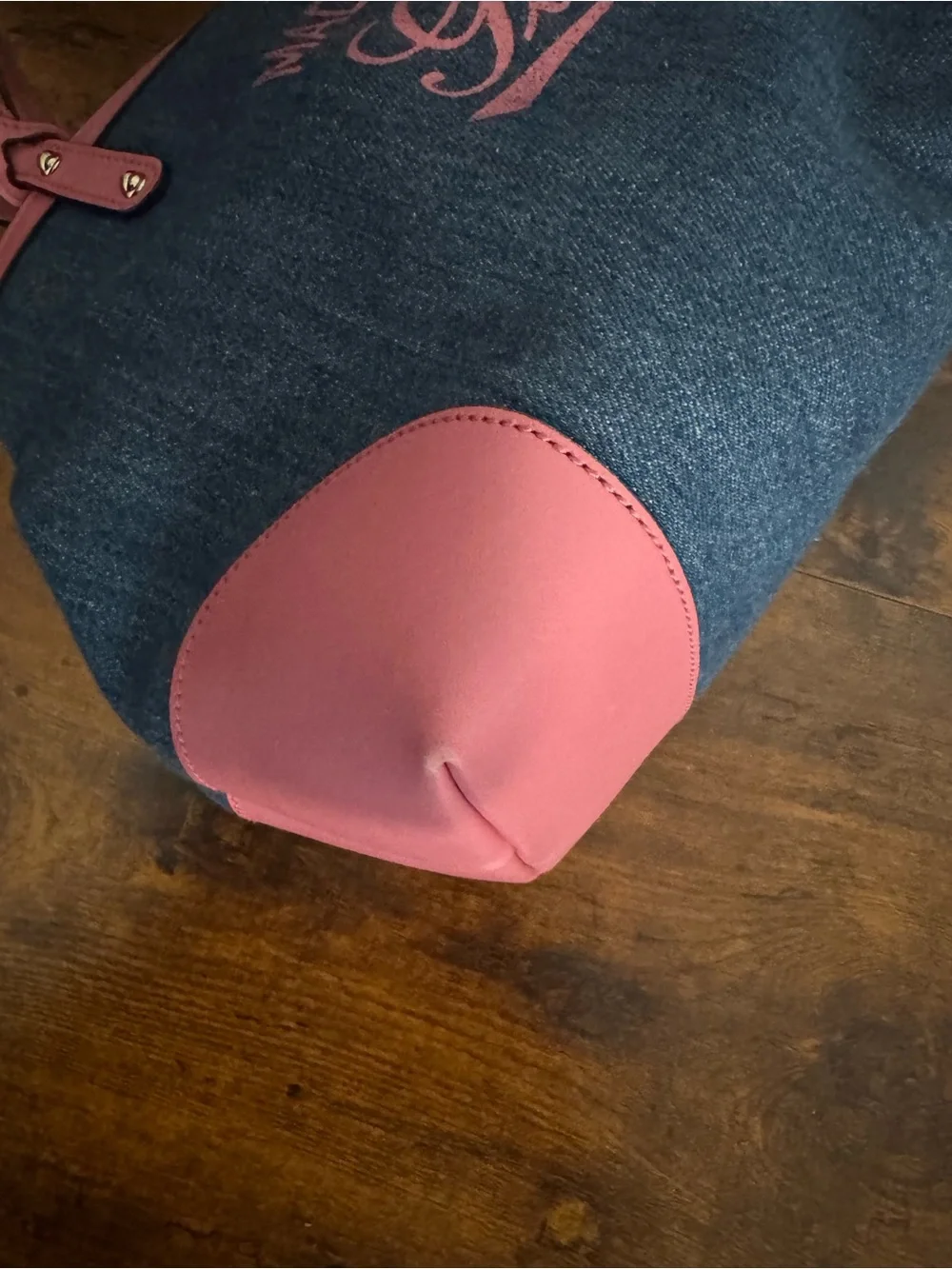 Gucci Denim Tote with Pink Leather Trim
